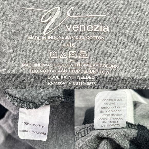 Venezia Lane Bryant Ladies Striped Collared T-Shirt Black Gray White Size 14-16 - Picture 9 of 13